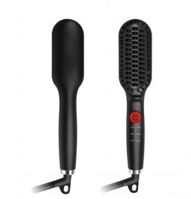 Private Label Men Mini Beard Straightener Brush Women Quick Heated Comb Anti-Scald Hair Straightening Brush