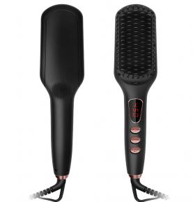 Private Label Ceramic Smoothing Hair Straightening Brush Fast Heated Electric Hair Straightener Comb with Negative Ions