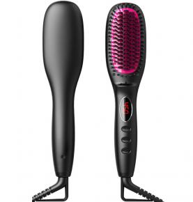 Wholesale Customize Beauty Tools Double MCH Fast Heating Electric Straightening Comb Ceramic Ionic LED Display Hair Straightener Brush for Hair and Beard