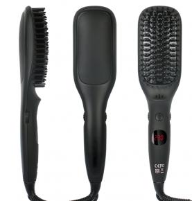 Amazon Hot Sale Unisex Ceramic Heated Electric Ionic Hair Straightener Brush Comb Multi Temperature Beard/Hair Styling Brush